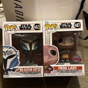 Funko Pop Star Wars #463 Bo-Katan Kryze & #487 Frog Lady